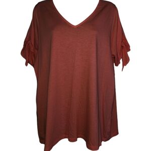 MICHAEL Michael Kors Peep Shoulder Bow Tie Short Sleeve Top